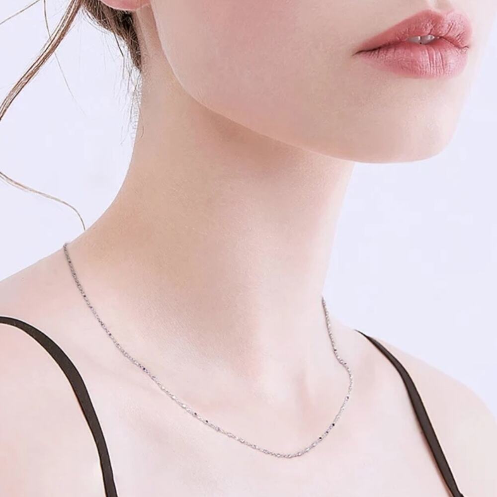NEW sterling silver Italian cable chain necklace with square beads jewelry B24